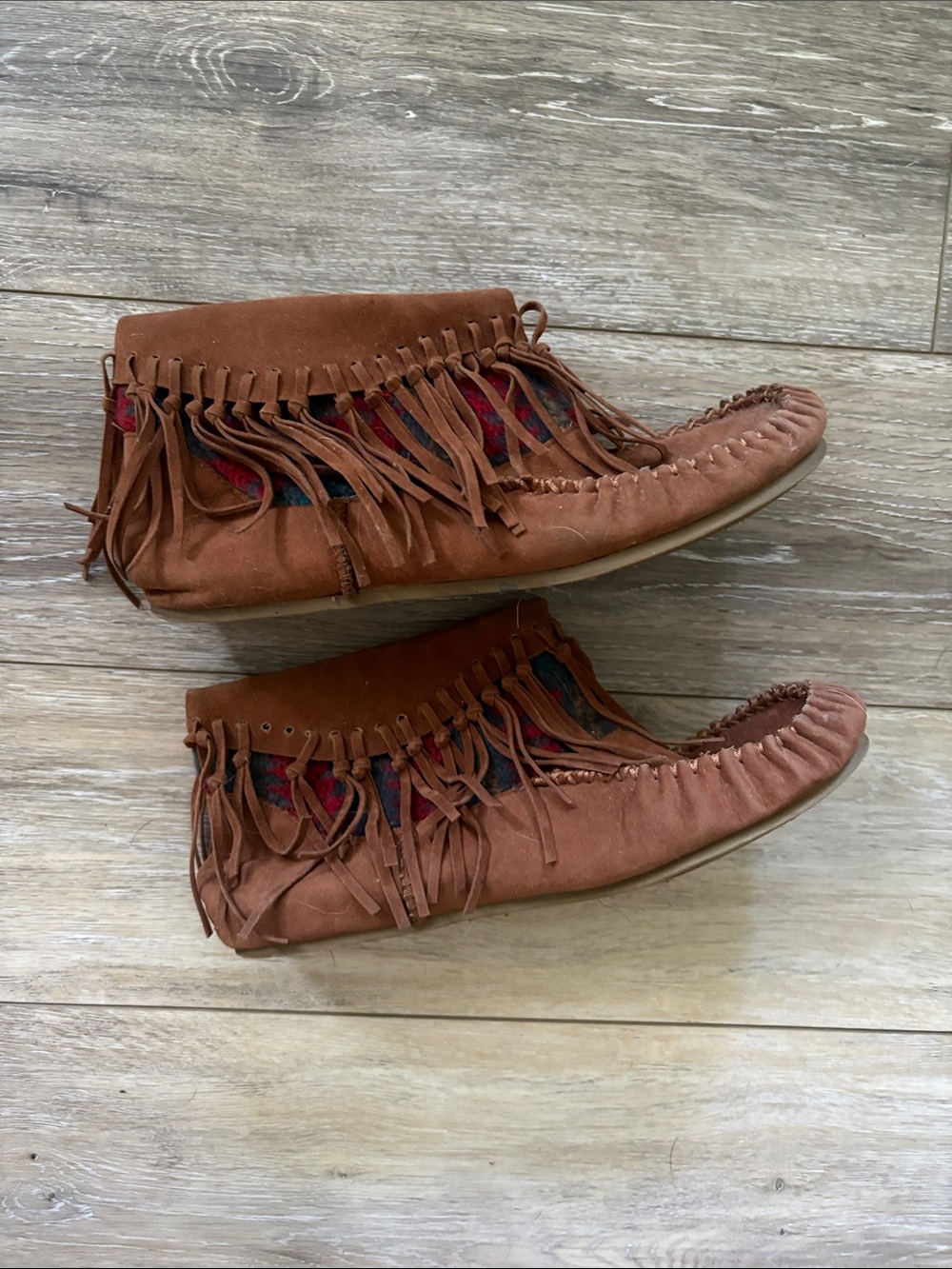 Rock & Candy Brown Moccasins with Fringe and Patterned Accent 9